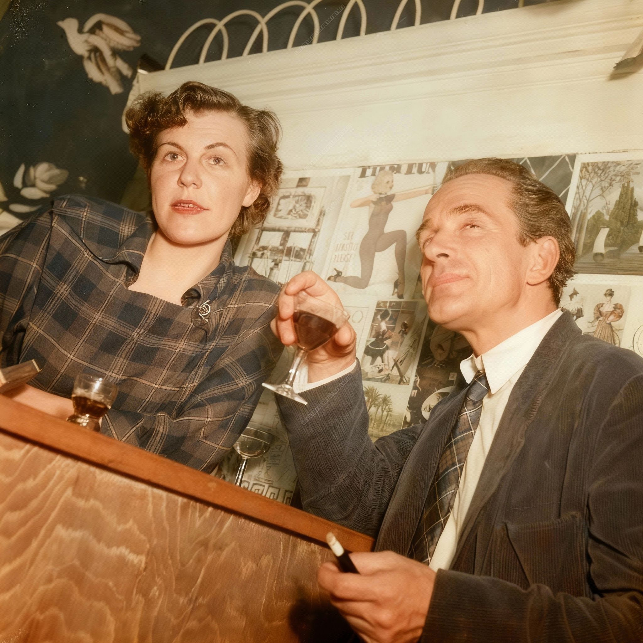 Couple Having a Drink at a Bar in the 1950s